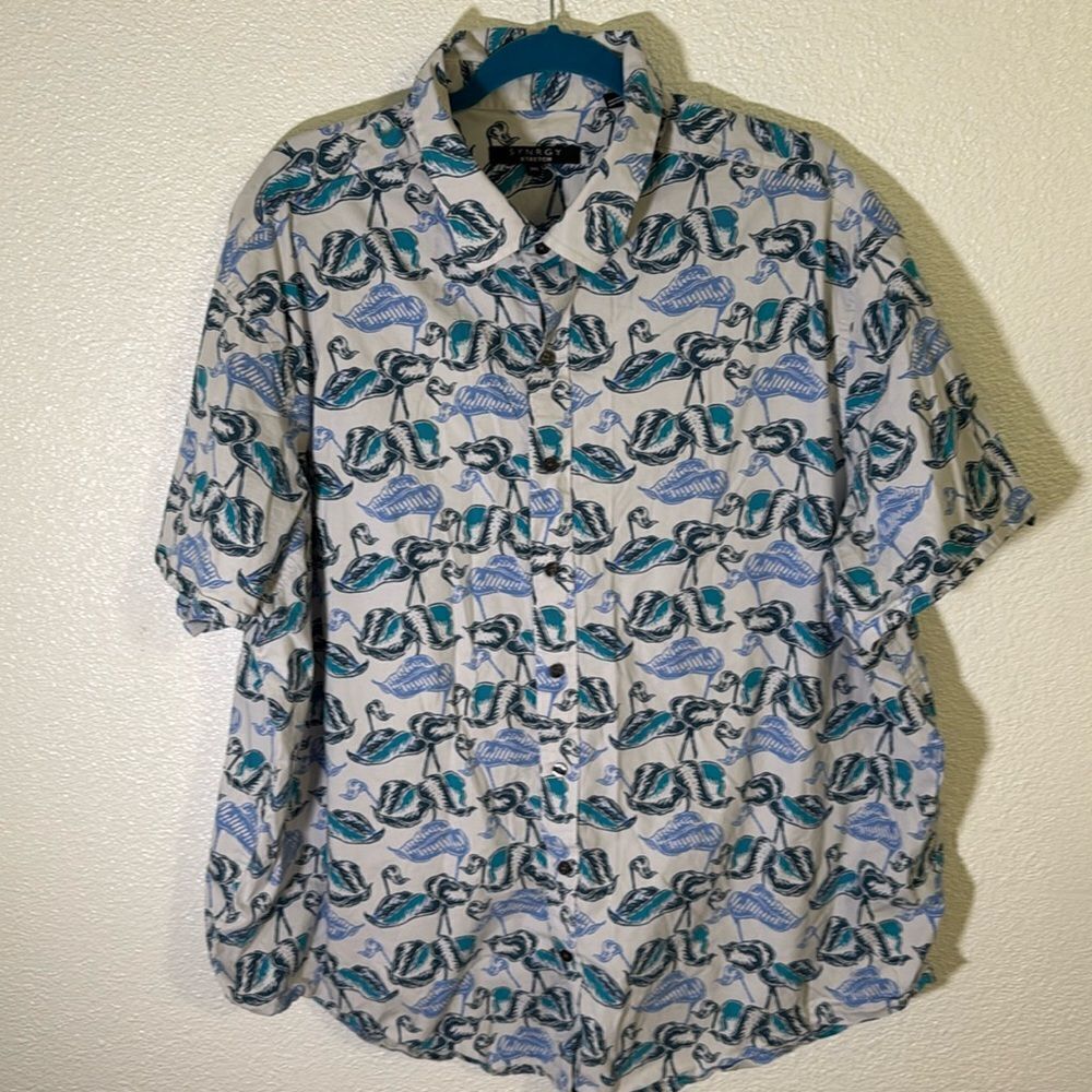 Synergy- Men's leaf casual short sleeve button- size XXL